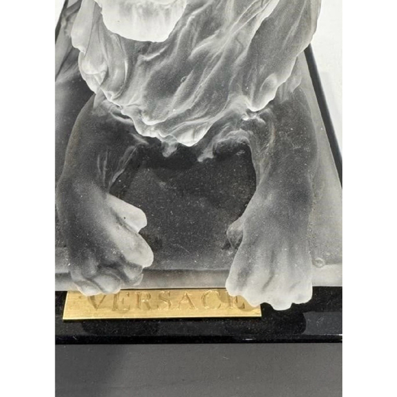Vintage Versace Inspired Frosted Art Glass Lion Sculpture on Marble Base - Picture 7 of 8